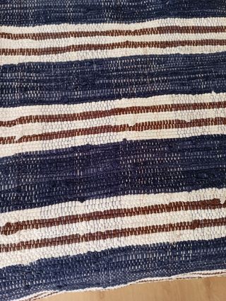 Alfombras algodón azul marino y blanco.