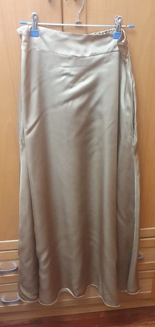 Falda larga beige