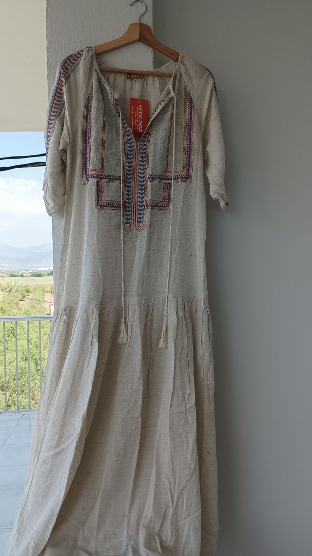 Vestido boho largo beige