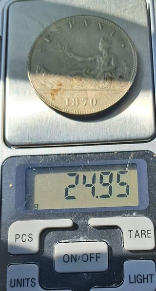 Moneda 5 Pesetas España 1870