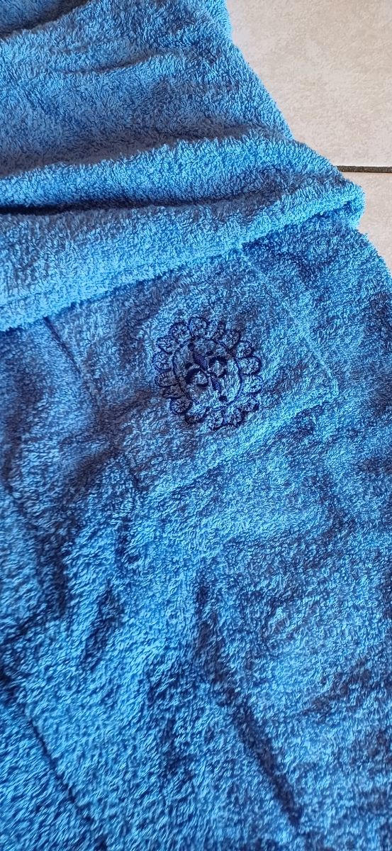 Accappatoio spugna blu + ciabatta spugna