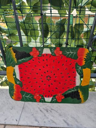 Vassoio Anguria Dipinto a Mano in legno vintage