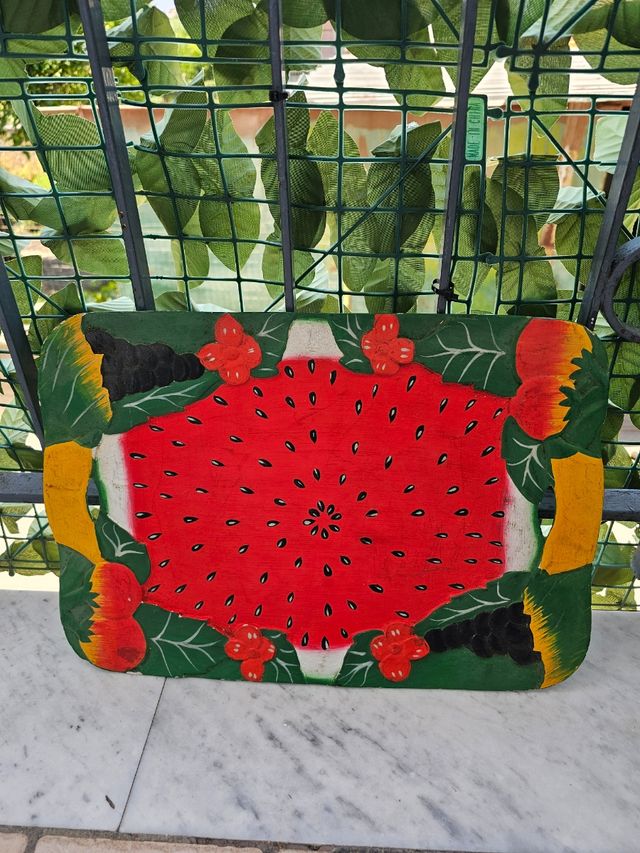 Vassoio Anguria Dipinto a Mano in legno vintage