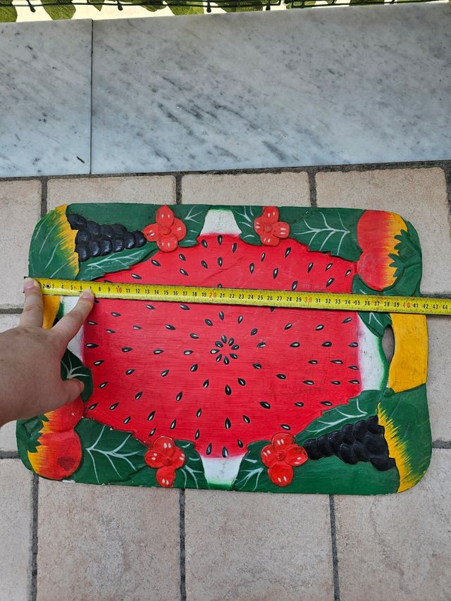 Vassoio Anguria Dipinto a Mano in legno vintage