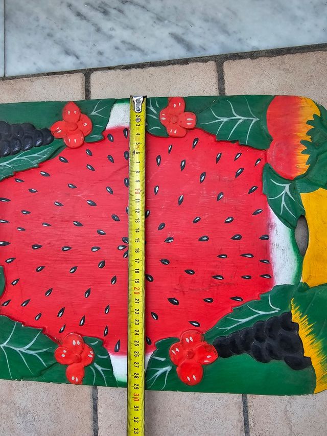 Vassoio Anguria Dipinto a Mano in legno vintage