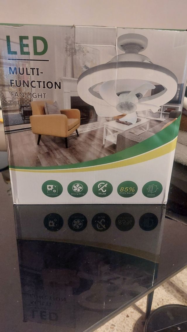 Lámpara ventilador techo blanca