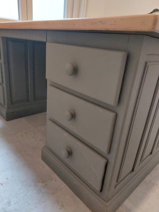 Escritorio madera maciza verde oscuro y madera
