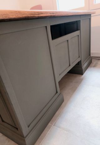 Escritorio madera maciza verde oscuro y madera