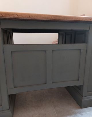 Escritorio madera maciza verde oscuro y madera