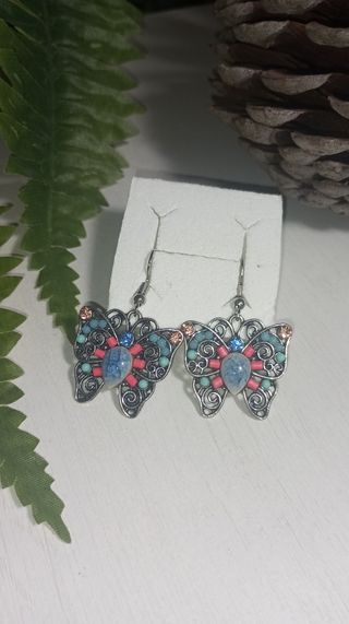 Pendientes mariposa multicolor