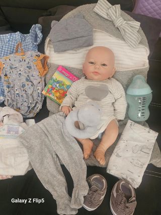 Reborn bebé niño: vinilo, ropa y saco