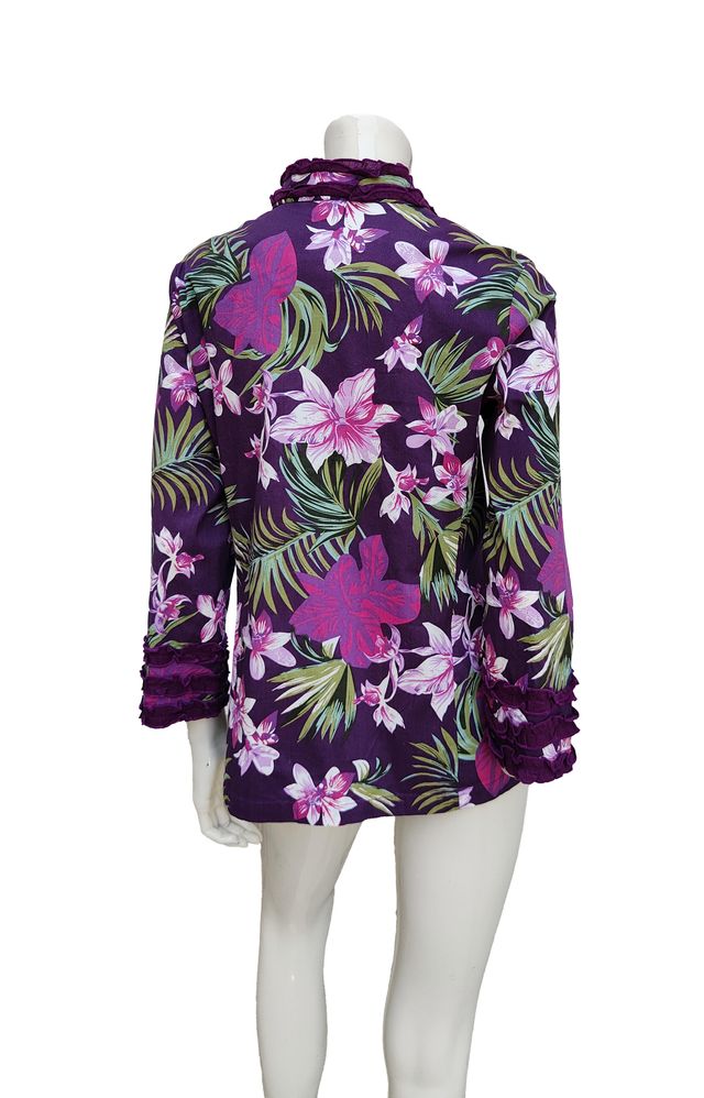 Almatrichi Madrid Cotton Floral Ruches Shirt Large