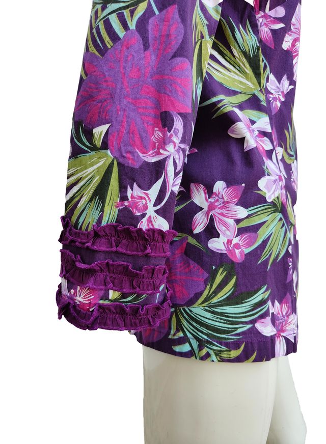 Almatrichi Madrid Cotton Floral Ruches Shirt Large