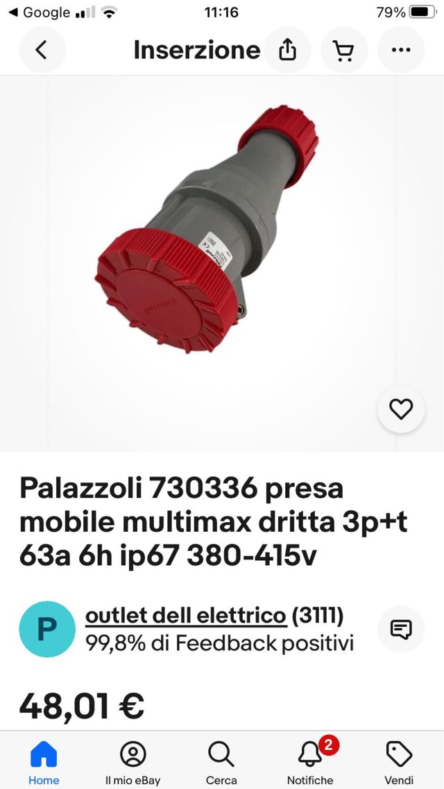 Cavo elettrico trifase 11m 380V