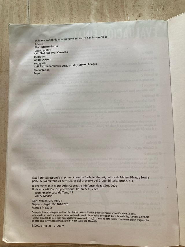 Generación B Matemáticas 1 Bachillerato