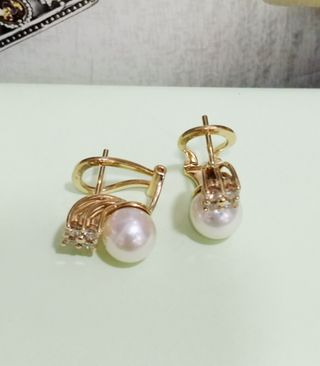Tú y yo de oro amarillo  18k perlas y diamantes