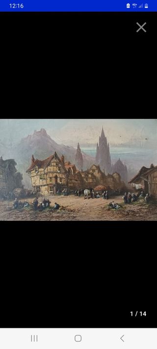 Cuadro antiguo óleo paisaje