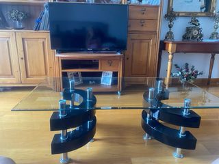 Mesa centro cristal negra - Moderna