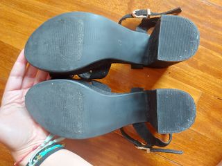 Sandalias tacón negras mujer