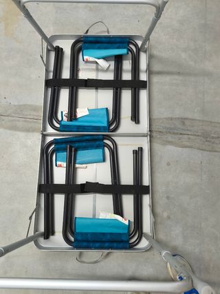 Mesa camping + 4 sillas azul