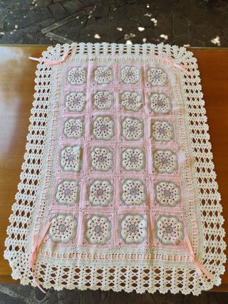 Copertina uncinetto neonato rosa