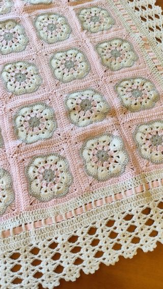 Copertina uncinetto neonato rosa