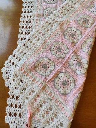 Copertina uncinetto neonato rosa