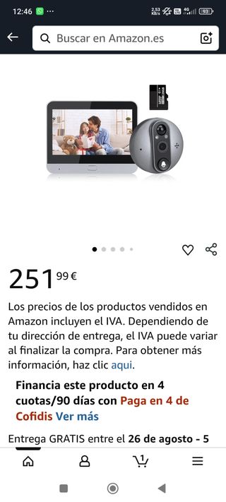 Timbre video inalámbrico con mirilla