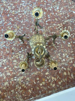 Lampara antigua bronce 5 brazos