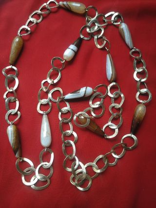 Collar Plata & Cuarzo -,largo ,106 cm. Elegante