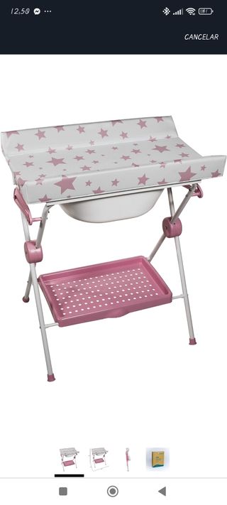 Cambiador bañera bebé rosa