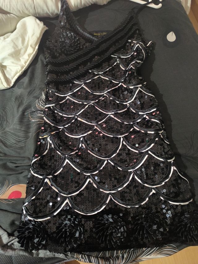 Vestido lentejuelas negro blanco talla S