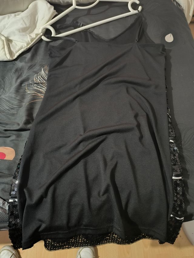 Vestido lentejuelas negro blanco talla S