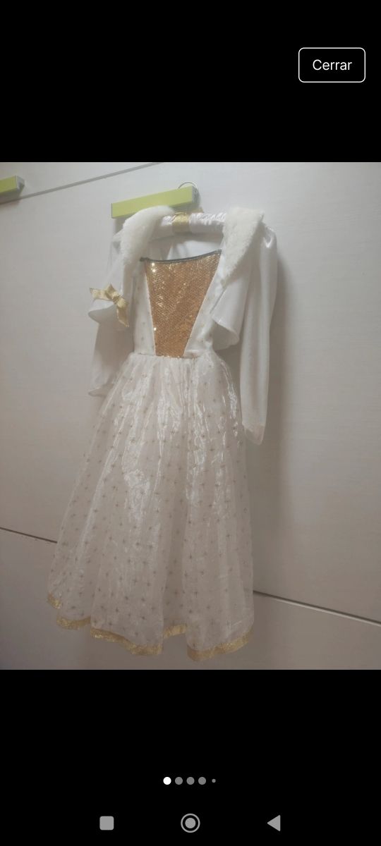 Abito con paillettes dorate, costume Disney