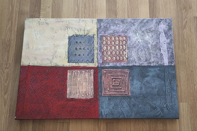 Cuadro abstracto - Rojo y Gris