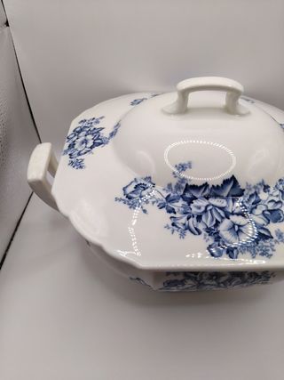 🇬🇧 Sopera vintage inglesa porcelana azul blanco