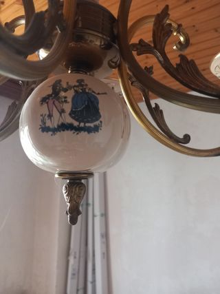 Lampadario vintage 6 luci - beige/oro