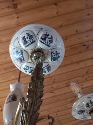 Lampadario vintage 6 luci - beige/oro