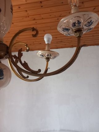 Lampadario vintage 6 luci - beige/oro