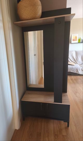 Recibidor con espejo - Madera y metal