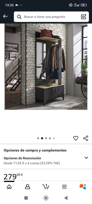 Recibidor con espejo - Madera y metal