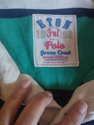 Polo rayas azul-verde hombre