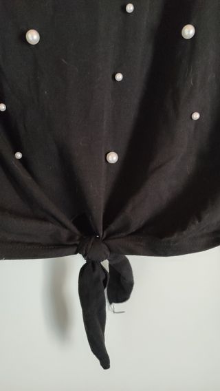 Blusa negra SHEIN perlas - M