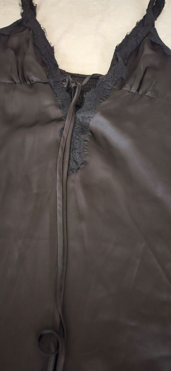 Vestido satén negro Stradivarius - T-S