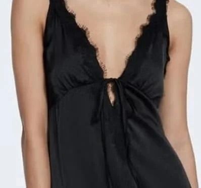Vestido satén negro Stradivarius - T-S