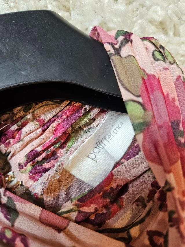 Vestido plisado Polin et Moi rosa-morado