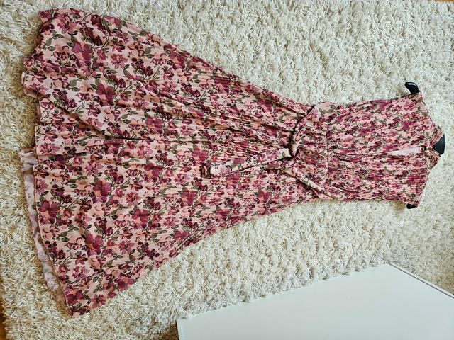 Vestido plisado Polin et Moi rosa-morado