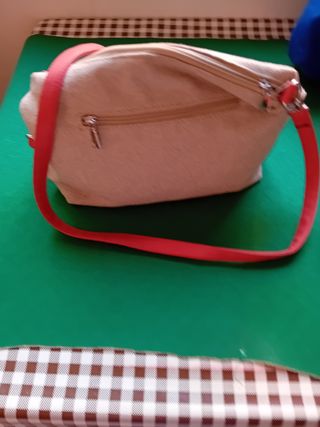 Borsa a tracolla beige e rossa