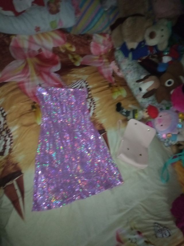 Vestido lentejuelas morado talla 42