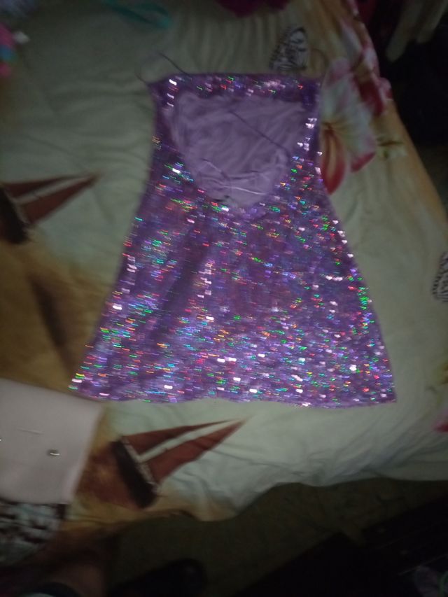 Vestido lentejuelas morado talla 42